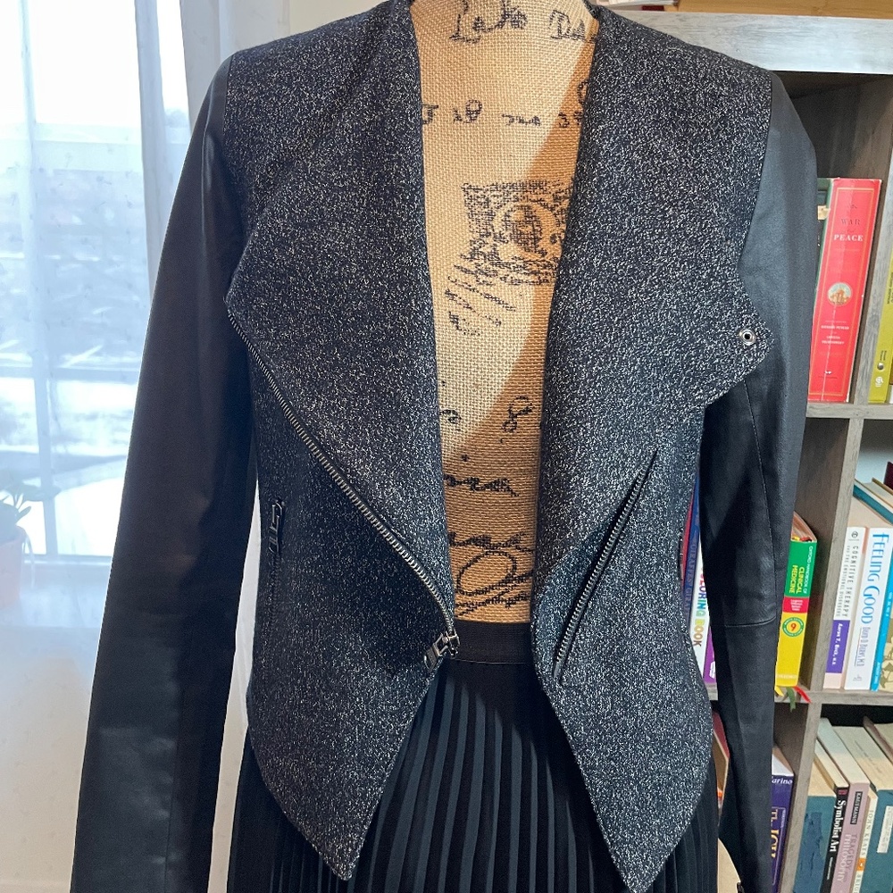 Banana Republic biker style blazer with combination sleeves